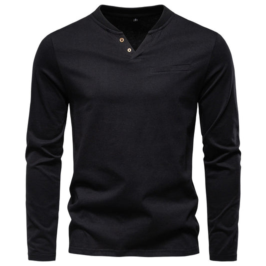 Heren Henley Longsleeve – Slim Fit Katoenen Shirt